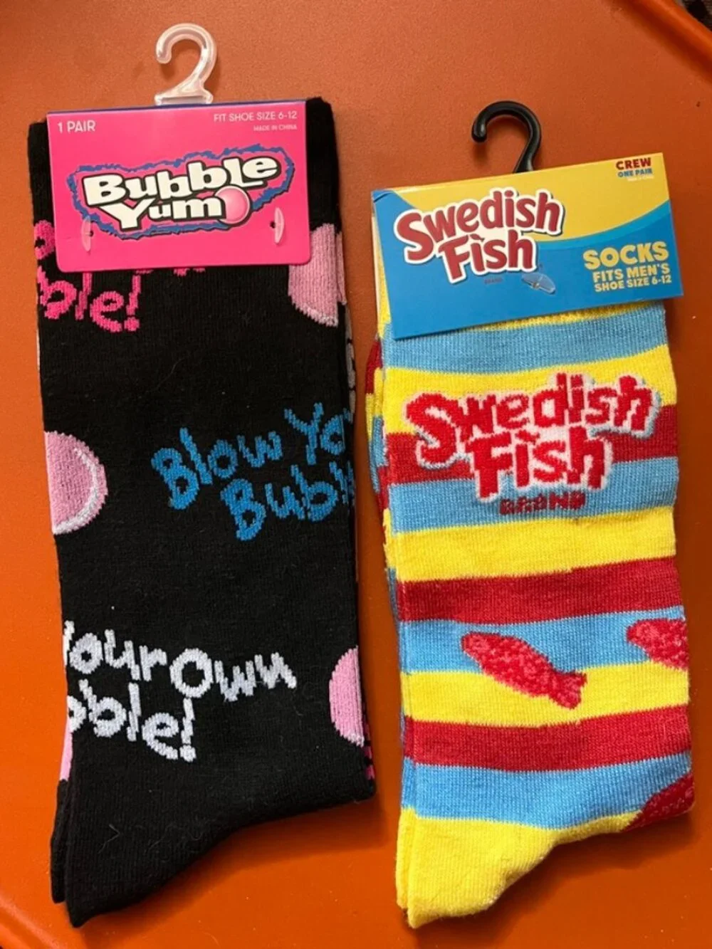 Cute NWT Candy Crew Socks! Bubble Yum and Swedish Fish. Fits Size Men's 6-12.